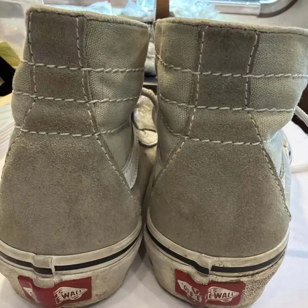 Vans Sk8-Hi Shoes W-5.5 M-4.0 Sage/White Suede High Top Skater Grunge Wear Shoes